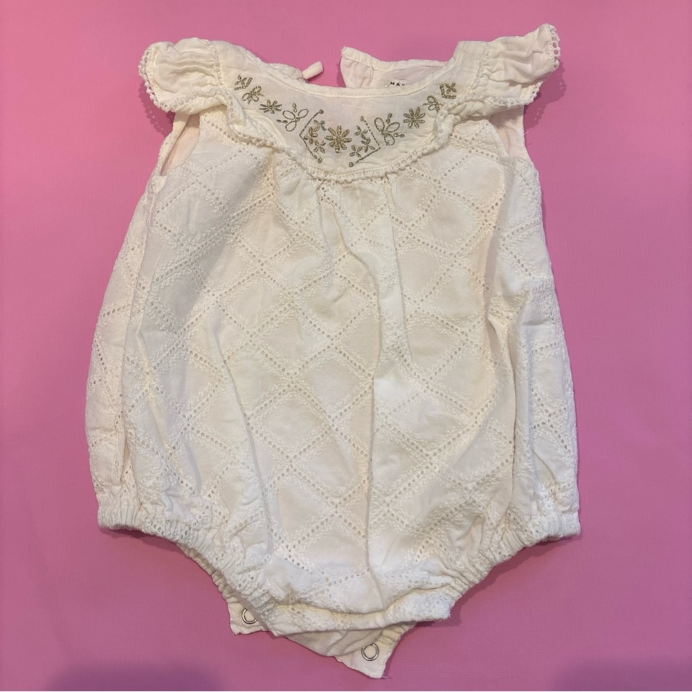 Max Studio Baby Girl Ivory One Piece Romper Size 3-6 months